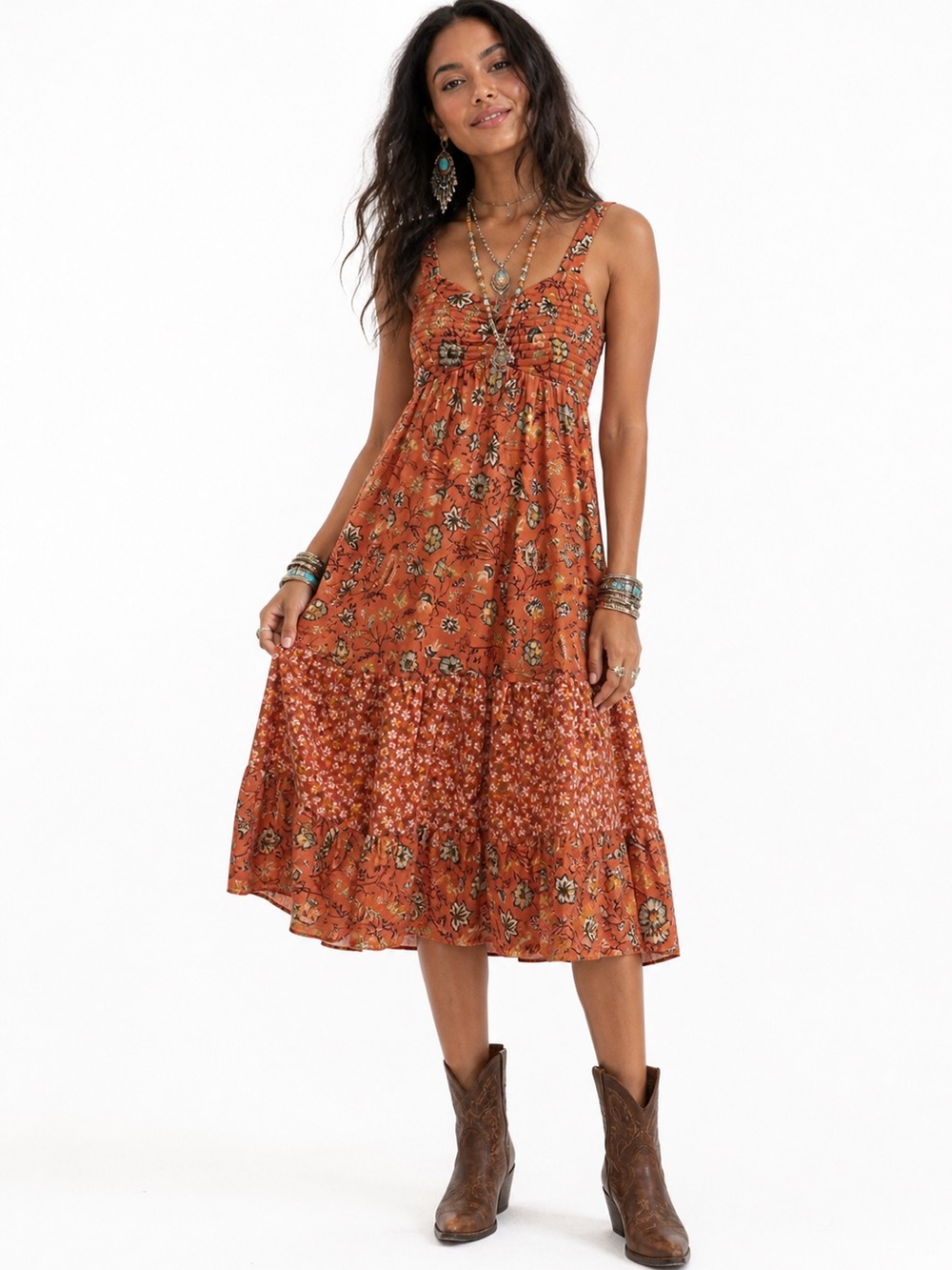 Band of The Free Floral Tiered Maxi / Midi Sundress